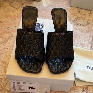 Burberry Black Quilted Mules